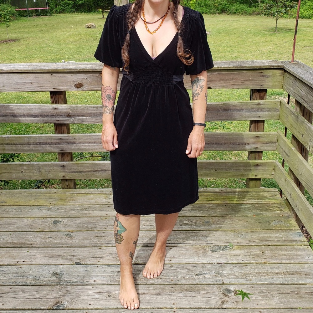 Rich black velour Juicy Couture dress very sexy Holidays